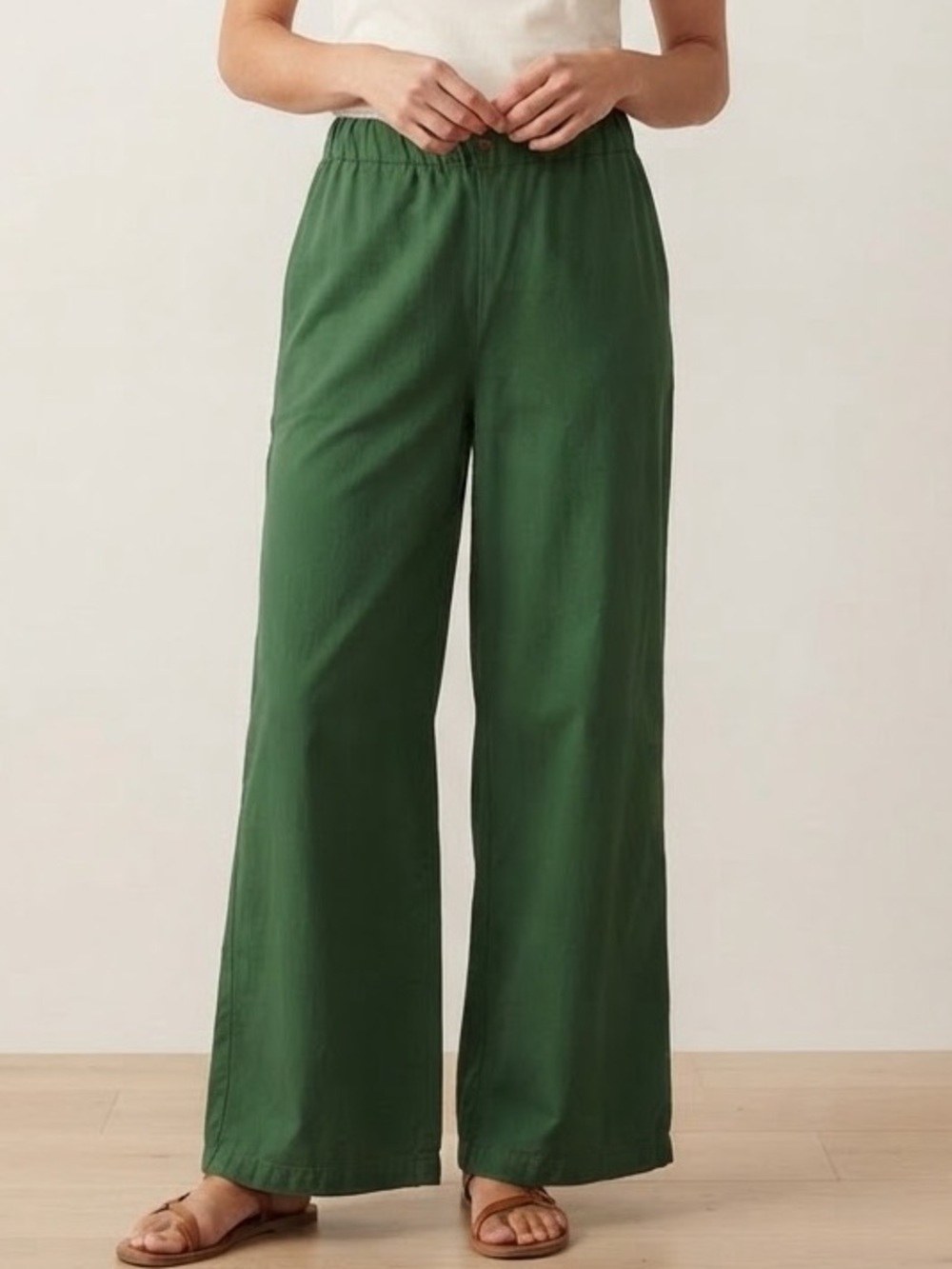 Marlene Rougier Sz XS-S Green Relaxed Casual Lounge Green Wide leg Rose Pants
